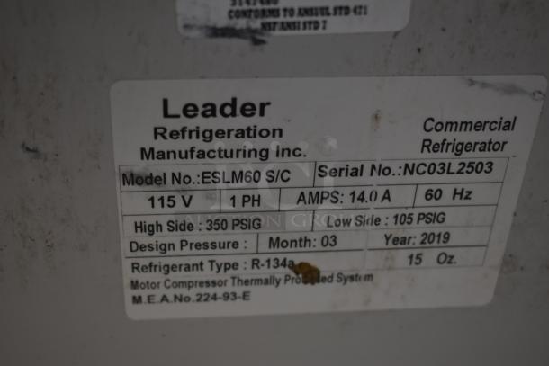 2019 Leader ESLM60 S/C Stainless Steel Commercial Prep Table. 115 Volts, 1 Phase. - Image 8 of 8