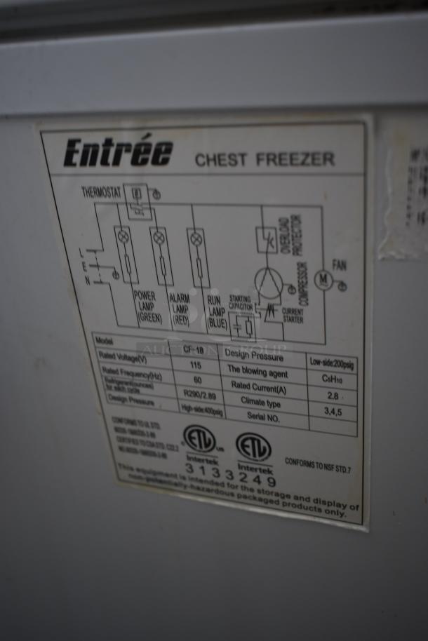 Entree CF-18 Chest Freezer w/ Hinge Lid. 115 Volts, 1 Phase. - Image 6 of 7