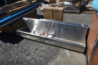 BRAND NEW SCRATCH AND DENT! Regency 600HSMS1872 Wall-Mounted 72" x 17 1/2" Hand Sink for (3) 8" Center Faucets