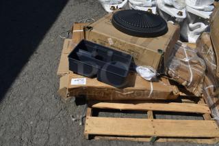 5 BRAND NEW SCRATCH AND DENT! Items Including 460EG2424 Regency 24" x 24" NSF Green Epoxy Wire Shelf, 27448GY Lavex 16" x 11" Gray Plastic 3-Compartment Cleaning Caddy. 5 Times Your Bid!