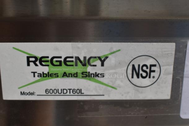 BRAND NEW SCRATCH AND DENT! Regency 600UDT60L 60" 16-Gauge Stainless Steel Soiled / Dirty Undercounter Dishtable - Left Drainboard - Image 6 of 6