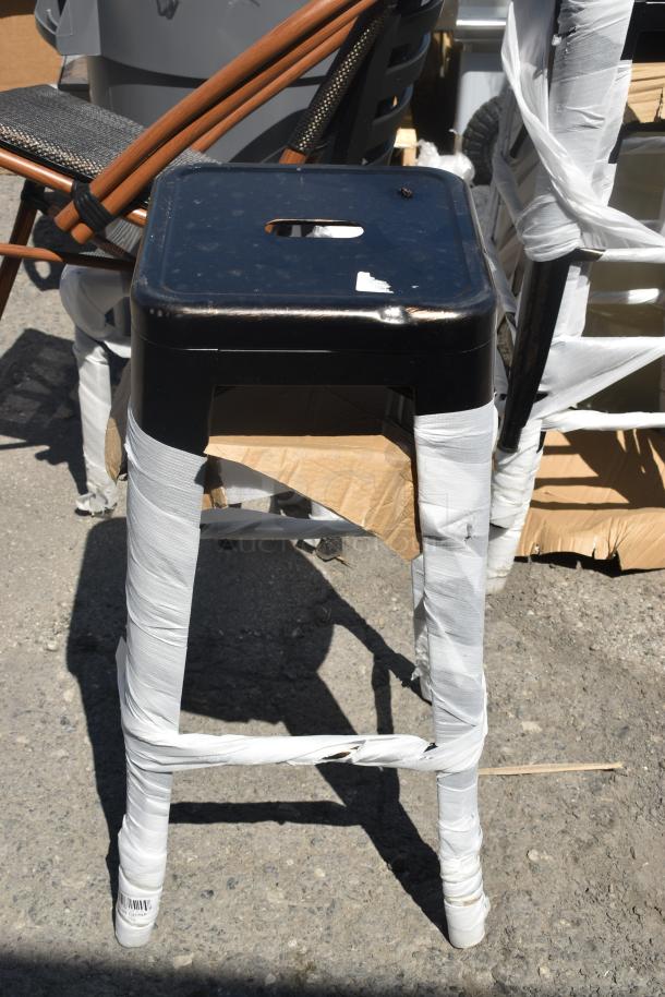 6 BRAND NEW SCRATCH AND DENT! Black Metal Tolix Style Bar Height Stool. 6 Times Your Bid! - Image 1 of 4