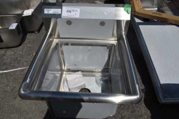 BRAND NEW SCRATCH AND DENT! Steelton 522CS11515 20 1/2" 18-Gauge Stainless Steel One Compartment Commercial Sink without Drainboard - 15" x 15" x 12" Bowl. No Legs. - Image 4 of 6