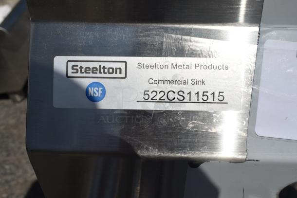 BRAND NEW SCRATCH AND DENT! Steelton 522CS11515 20 1/2" 18-Gauge Stainless Steel One Compartment Commercial Sink without Drainboard - 15" x 15" x 12" Bowl. No Legs. - Image 6 of 6