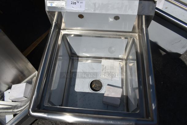 BRAND NEW SCRATCH AND DENT! Steelton 522CS11818N 23 1/2" 18-Gauge Stainless Steel One Compartment Commercial Sink without Drainboard - 18" x 18" x 12" Bowl - Image 6 of 7