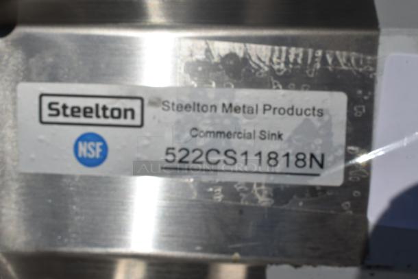BRAND NEW SCRATCH AND DENT! Steelton 522CS11818N 23 1/2" 18-Gauge Stainless Steel One Compartment Commercial Sink without Drainboard - 18" x 18" x 12" Bowl - Image 7 of 7