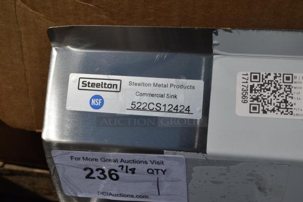 BRAND NEW SCRATCH AND DENT! Steelton 522CS12424 29 1/2" 18-Gauge Stainless Steel One Compartment Commercial Sink without Drainboard - 24" x 24" x 12" Bowl. No Legs. - Image 7 of 7