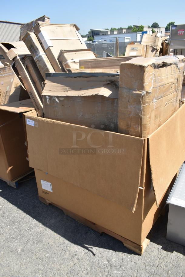 9 BRAND NEW SCRATCH AND DENT! Items Including 522ETSG3060 Steelton 30" x 60" 18 Gauge 430 Stainless Steel Work Table with Undershelf and Casters, 600ESS3048S Regency Spec Line 30" x 48" 14-Gauge Stainless Steel Equipment Stand With Stainless Steel Undershelf, 522ETSG2460 Steelton 24" x 60" 18 Gauge 430 Stainless Steel Work Table with Undershelf and 2" Rear Upturn, 600WS1560 Regency 18 Gauge Stainless Steel 15" x 60" Solid Wall Shelf, 109RACKECON Steelton 20 Pan End Load Bun / Sheet Pan Rack - Unassembled, 600TSB3648S Regency 36" x 48" 16 Gauge Stainless Steel Commercial Work Table with 4" Backsplash and Undershelf, 600T1872G Regency 18" x 72" 18-Gauge 304 Stainless Steel Commercial Work Table with Galvanized Legs and Undershelf. 9 Times Your Bid! - Image 1 of 10