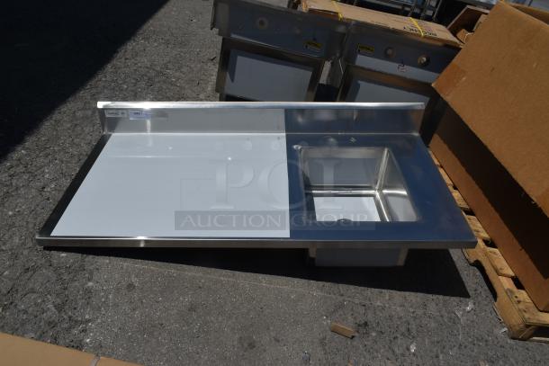 BRAND NEW SCRATCH AND DENT! Steelton 522TS3060R 30" x 60" 18 Gauge Stainless Steel Work Table with Sink - Sink on Right. No Legs. - Image 1 of 7