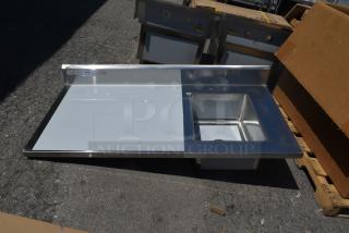 BRAND NEW SCRATCH AND DENT! Steelton 522TS3060R 30" x 60" 18 Gauge Stainless Steel Work Table with Sink - Sink on Right. No Legs.