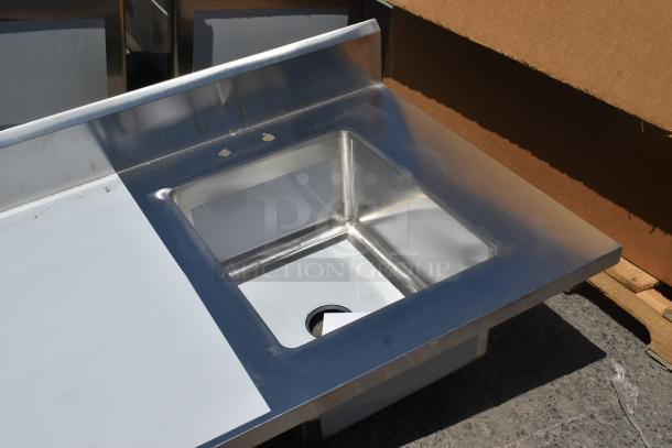 BRAND NEW SCRATCH AND DENT! Steelton 522TS3060R 30" x 60" 18 Gauge Stainless Steel Work Table with Sink - Sink on Right. No Legs. - Image 4 of 7