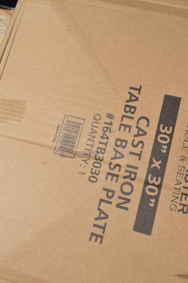 9 BRAND NEW SCRATCH AND DENT! Items Including 164TB3030 TABLE BASE PLATE CAST IRON 30X30, 600PR103K Lancaster Table & Seating 30" x 30" Cross Cast Iron Table Base Plate, 164TCOLROD25 TABLE BASE COLUMN CAST IRON LINE STANDARD HT 3", 164CUSHWGBK BARSTOOL CUSHIONS. 9 Times Your Bid! - Image 4 of 9