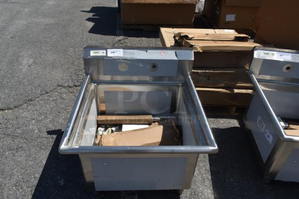 BRAND NEW SCRATCH AND DENT! Regency 600S12424 29" 16 Gauge Stainless Steel One Compartment Commercial Sink with Stainless Steel Legs and Cross Bracing - 24" x 24" x 14" Bowl - Image 1 of 7