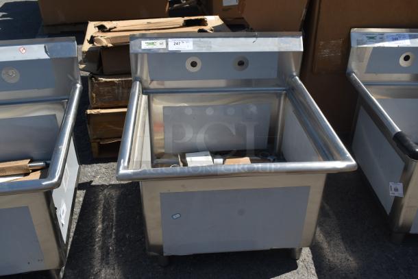 BRAND NEW SCRATCH AND DENT! Regency 600S12424 29" 16 Gauge Stainless Steel One Compartment Commercial Sink with Stainless Steel Legs and Cross Bracing - 24" x 24" x 14" Bowl - Image 1 of 7
