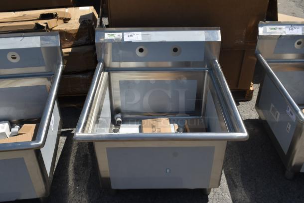BRAND NEW SCRATCH AND DENT! Regency 600S12424 29" 16 Gauge Stainless Steel One Compartment Commercial Sink with Stainless Steel Legs and Cross Bracing - 24" x 24" x 14" Bowl - Image 1 of 5