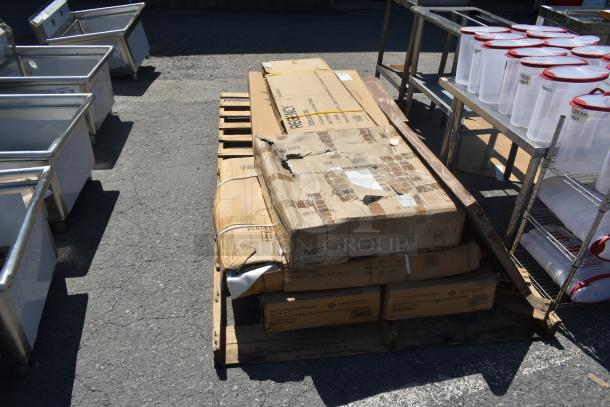 4 BRAND NEW SCRATCH AND DENT! Items Including 164VYBENCH96 Lancaster Table & Seating Vineyard 8' Barrel Brown Outdoor Folding Bench 12" x 96", 600DR2020 Regency 20" x 20" x 5" Drawer with Stainless Steel Front. 4 Times Your Bid! - Image 3 of 7