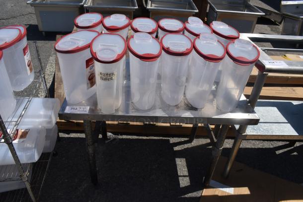 Stainless Steel Table w/ Rubbermaid Clear Poly Bins. - Image 1 of 4