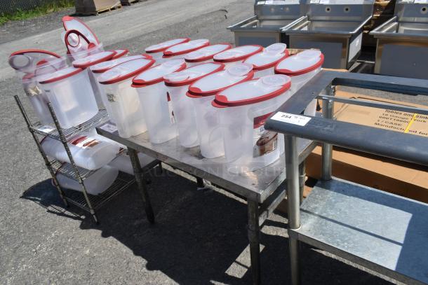 Stainless Steel Table w/ Rubbermaid Clear Poly Bins. - Image 3 of 4