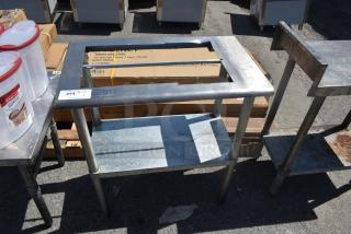 Stainless Steel Table w/ Cut Out and Metal Under Shelf.