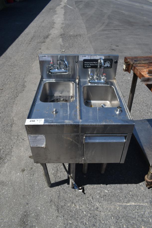 Glastender Stainless Steel 2 Bay Sink w/ Faucets and Handles. - Image 1 of 9