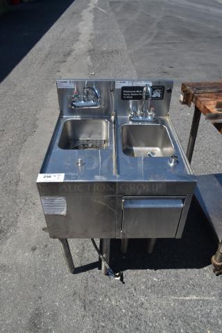 Glastender Stainless Steel 2 Bay Sink w/ Faucets and Handles.