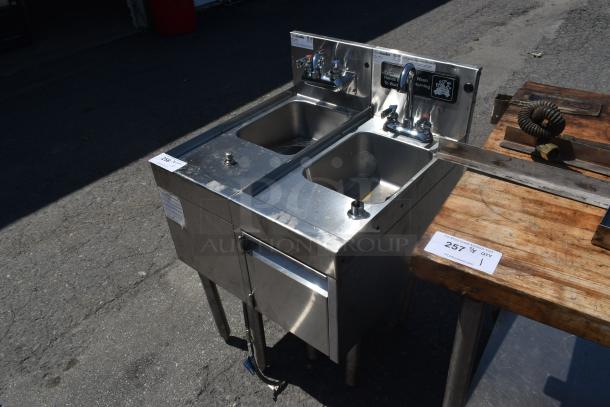 Glastender Stainless Steel 2 Bay Sink w/ Faucets and Handles. - Image 3 of 9