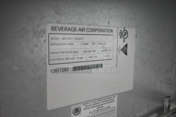Beverage Air BB72HC-1-GS-B-27 Metal Commercial 3 Door Back Bar Cooler Merchandiser. Left Door Does Not Stay Closed. 115 Volts, 1 Phase. - Image 8 of 8