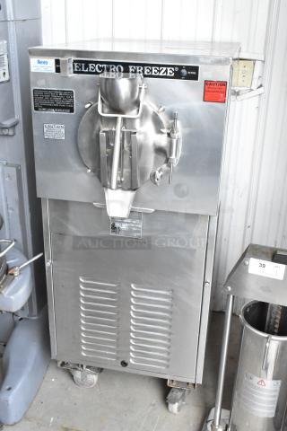 Electro Freeze FT-1 Stainless Steel Commercial Floor Style Batch Freezer on Commercial Casters. 230 Volts, 1 Phase.
