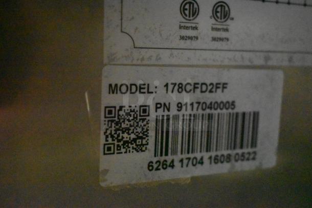 Label showing Model: 178CFD2FF, PN 9117040005, QR code, barcode, and Intertek certification.