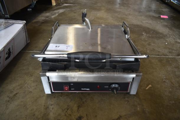 Cecilware Pro panini press with stainless steel exterior, adjustable temperature dial, and visible auction tag. Good condition.
