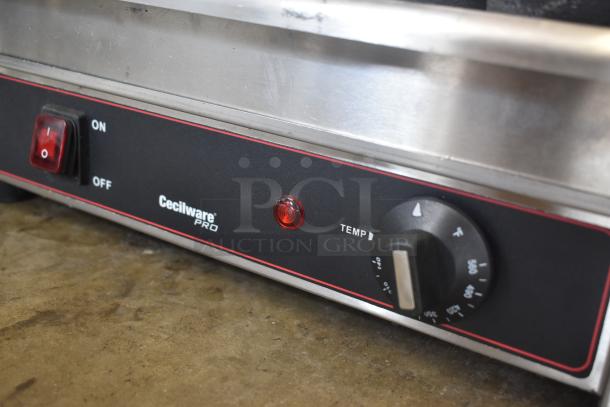 Cecilware Pro griddle temperature control panel in good condition, featuring an on/off switch, temperature dial, and indicator light.