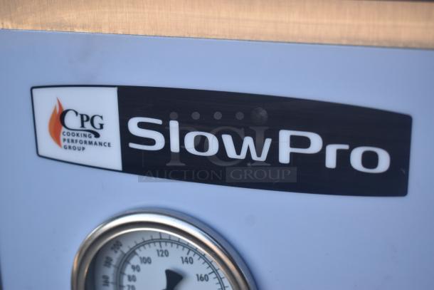 CPG SlowPro appliance panel with logo and dial, indicating a precision cooking performance device.