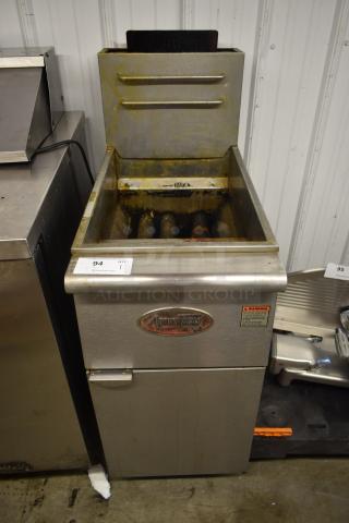 Avantco stainless steel commercial deep fryer in used condition, model number not visible. Marked with auction tag "94".