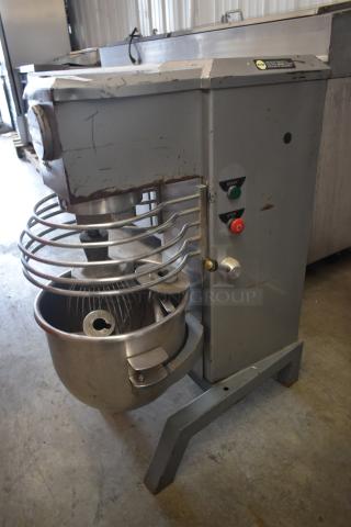 Univex SRM20 Metal Commercial Floor Style 20 Quart Planetary Dough Mixer w/ Mixing Bowl, Bowl Guard, Dough Hook, Paddle and Whisk Attachments. 115 Volts, 1 Phase. - Item #1191866