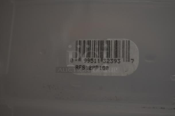 Close-up of barcode label marked "9951132393" and "RFS:2PP190" on translucent surface.