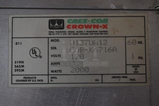 Cres-Cor Crown-X label, model H137UA12, 2000 watts, 120 volts, made in USA, UL certified.