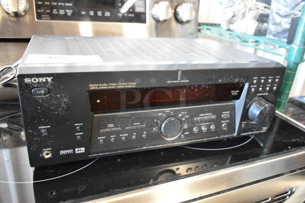 Sony digital audio/video control center, multi-channel decoding, Dolby Digital and DTS logos, showing moderate wear.