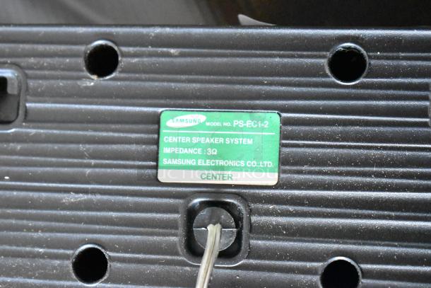 Samsung PS-EC1-2 center speaker, 3Ω impedance, by Samsung Electronics Co. Label details model and type.