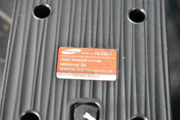 Samsung front speaker system, model PS-ES2-1, 3Ω impedance, labeled for front-right use, good condition.