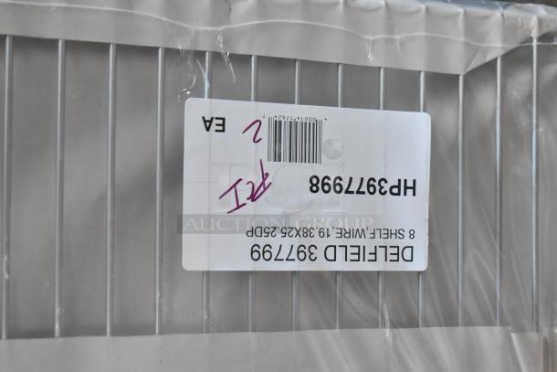 Delfield wire shelf, model number 397799. Measures 19x38x25 inches. New, wrapped in plastic.