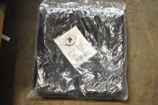 Package of black cloth napkins, 20x20 inches, new in plastic with Oxford Superblend label, 1 dozen count.
