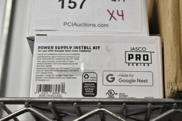 Jasco Pro Series Power Supply Install Kit for Google Nest Cam, new in box, compatible with battery model, 100% recyclable.