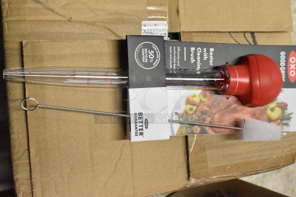OXO Good Grips turkey baster and cleaning brush set, new, with recycled content label and better guarantee.