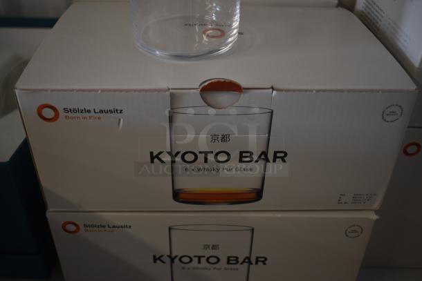 Box of Stölzle Lausitz Kyoto Bar whisky glasses, 6 set, 316 ml each, New, high-quality glass, labeled "Born in Fire."