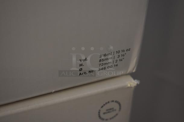 Close-up of packaging showing measurements: 316ml volume, 85mm height, 72mm diameter. Art. Nr. 346 00 14.