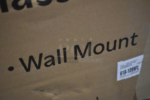 Brown cardboard box labeled "Wall Mount," with a white label showing the number 618-1099FL.