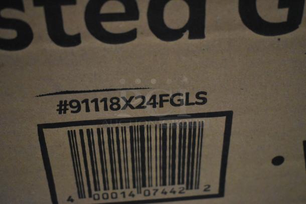 Cardboard box with printed code #91118X24FGLS and barcode, likely for inventory or packaging identification.