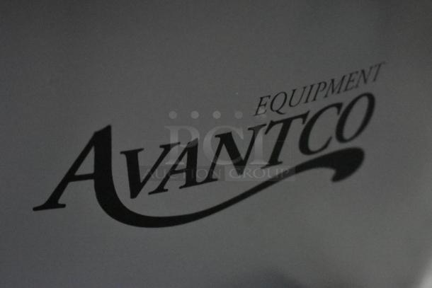 Avantco Equipment logo in black on a gray surface, indicating brand identity.