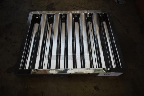 Stainless steel commercial kitchen grease filter, rectangular, polished finish, in excellent condition.