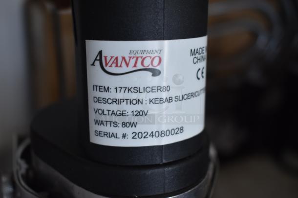 Avantco Kebab Slicer, Model 177KSLICE80, 120V, 80W, Serial #2024080028, Made in China, CE certified.